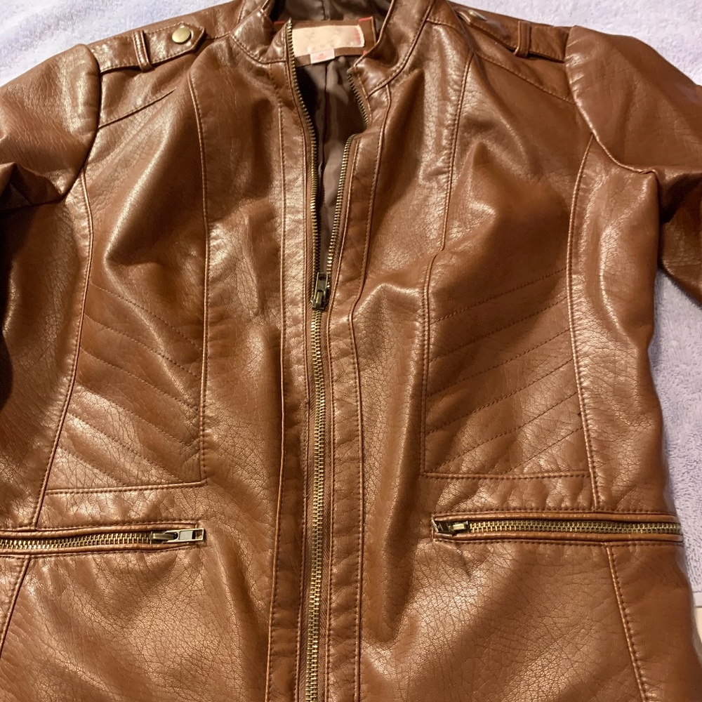 Faux Brown Leather Jacket